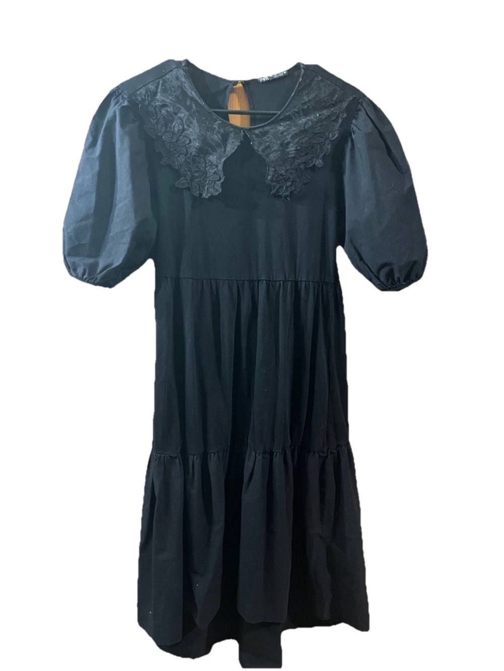 Zara Smocked Midi Tiered Dress Womens L Academia Whismigoth Teacher Preppy